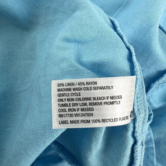 Stoney Clover Lane Womens Blue Short Sleeve Ruffle Linen Dress Med - Picture 11 of 15